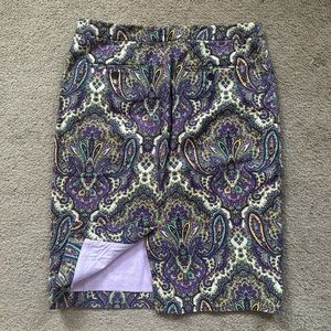 J. Crew purple paisley pencil skirt